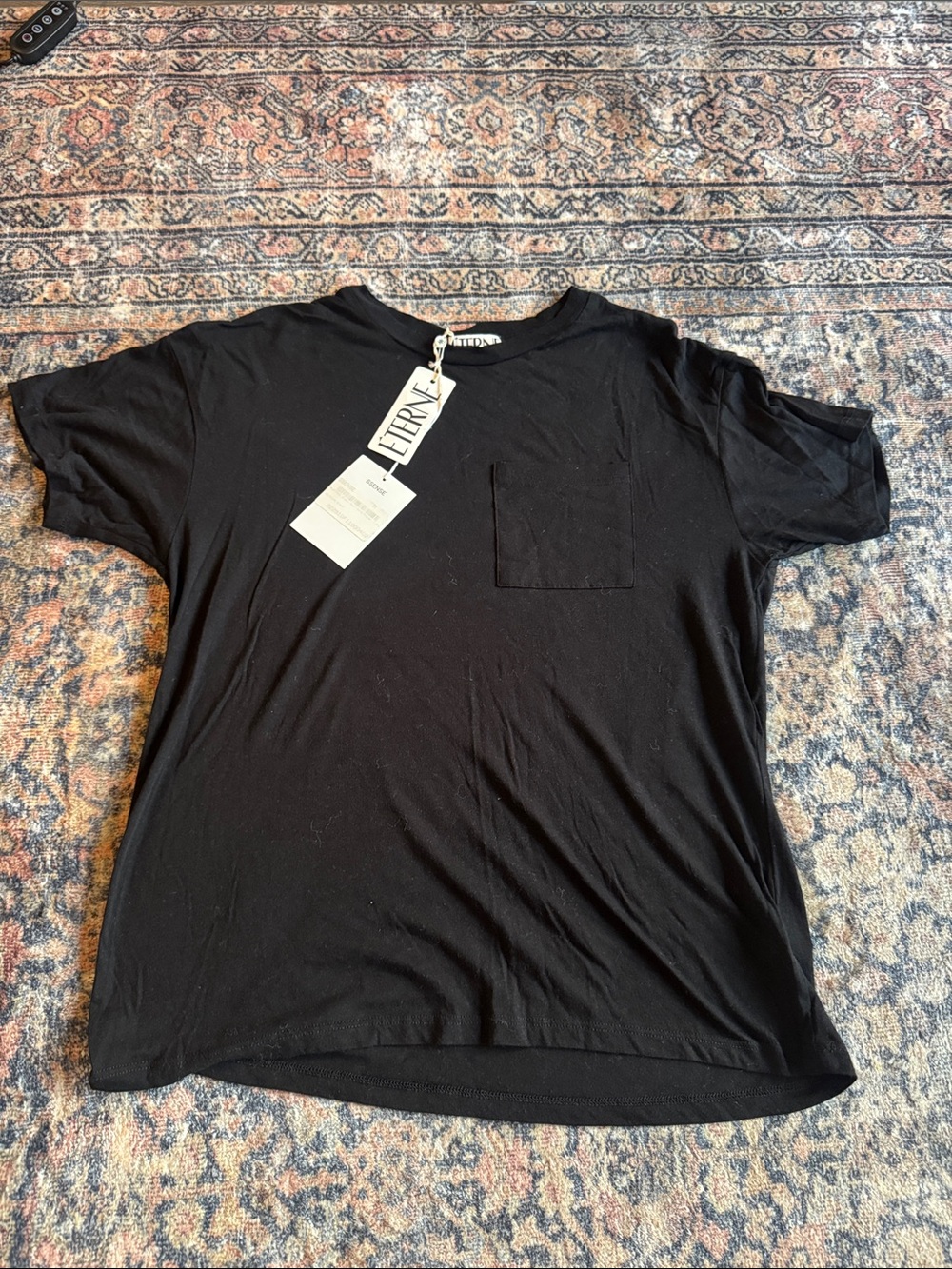 Eterne Black Pocket Crewneck Tee